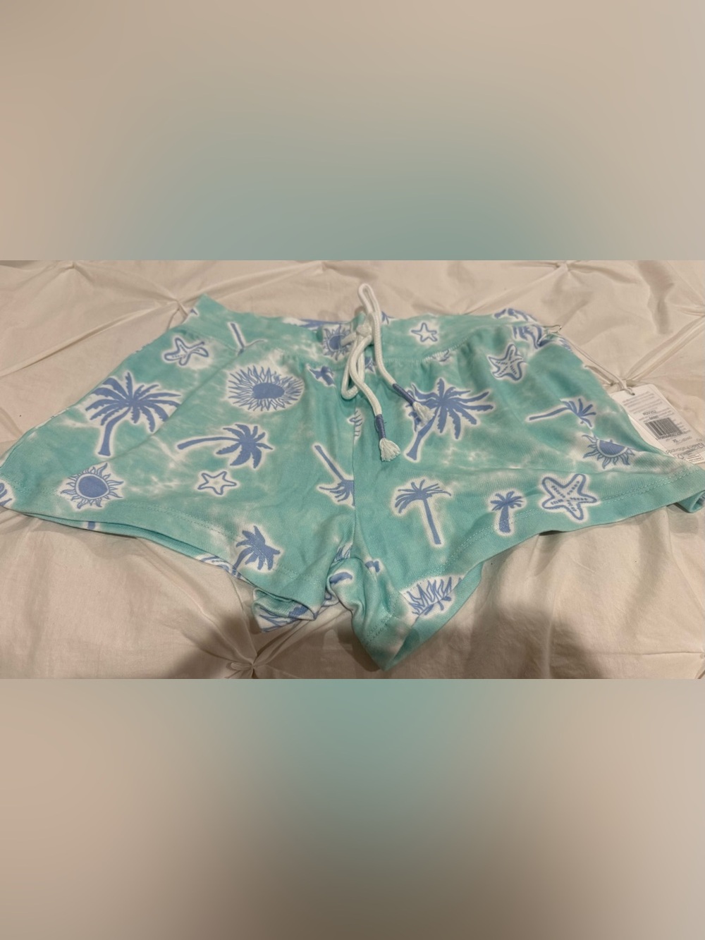 P.J. Salvage Mint and Blue Palm Lounge Shorts